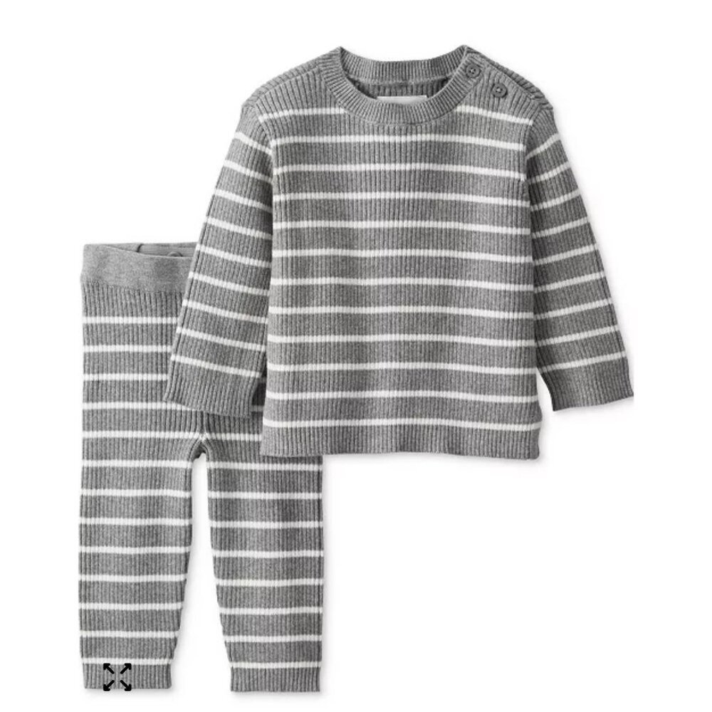 Little Planet by Carter's Organic Cotton Rib Sweater Knit 2-Piece Striped Set NB